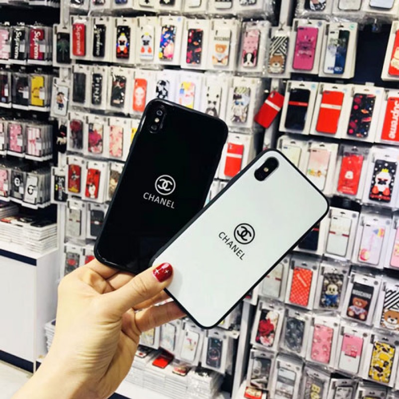 Chanelシャネル Xperia 5 1 10 Iiiガラスケースgalaxy S21 鏡面黒白chanel Iphone13 12sケース ガラス